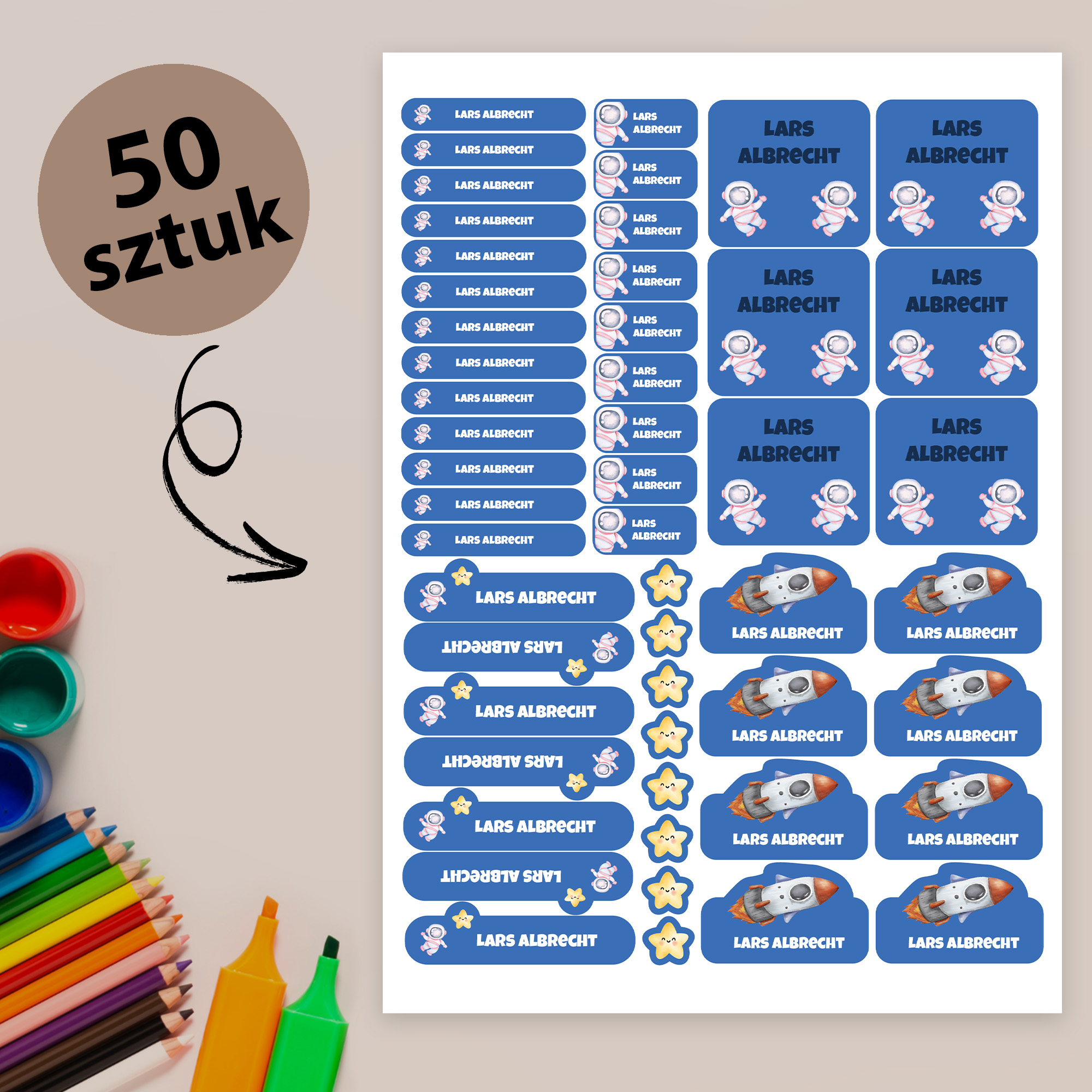 Naklejki imienne wodoodporne – zdjęcie 1