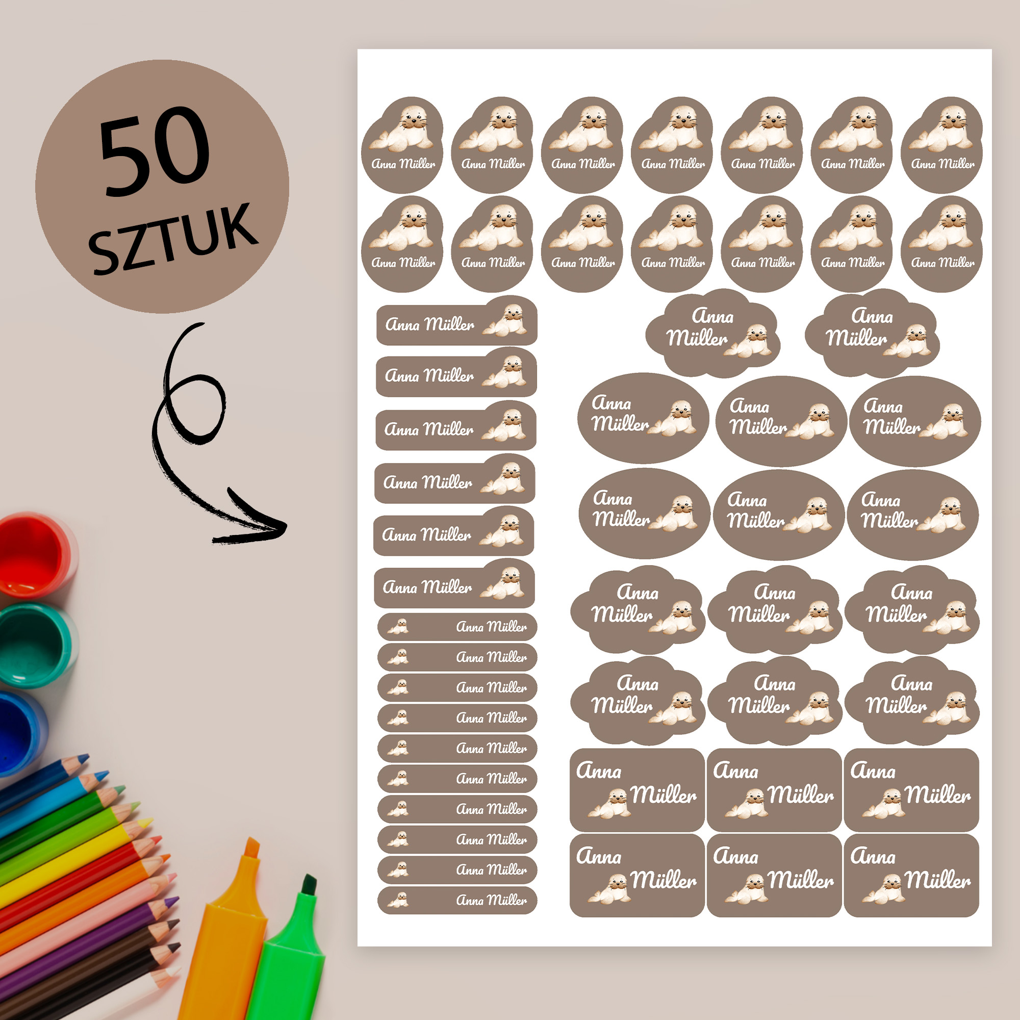 Naklejki imienne wodoodporne – zdjęcie 1